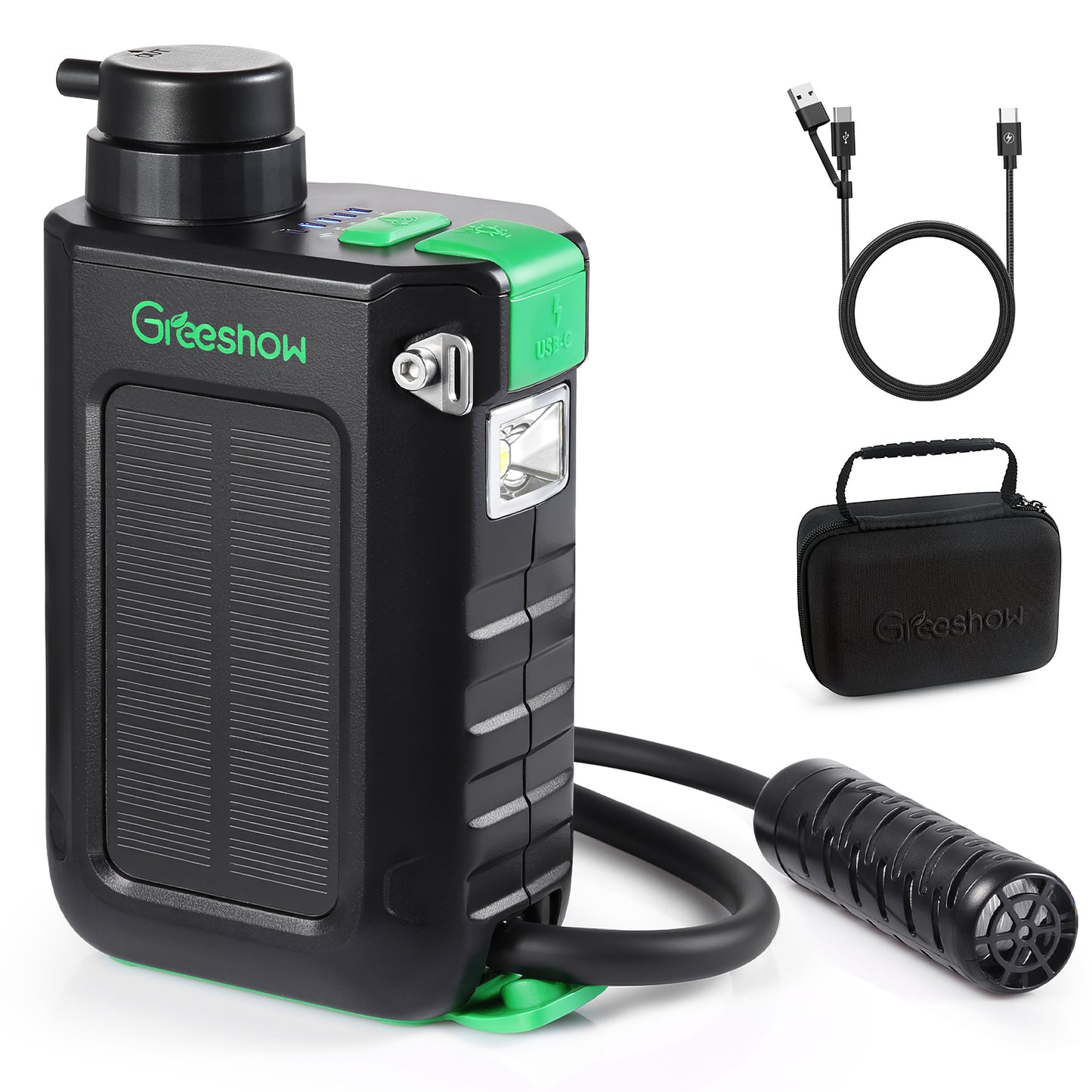 Greeshow portable water filter  | Solar & Hand Crank Emergency Water Filter Pump - Off-Grid  GS-2811