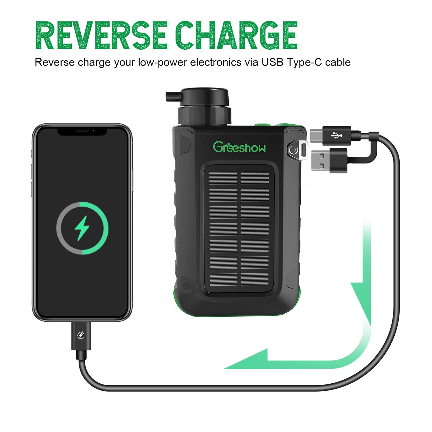 Greeshow portable water filter  | Solar & Hand Crank Emergency Water Filter Pump - Off-Grid  GS-2811
